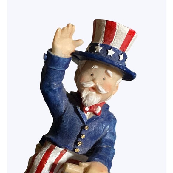 Patriotic Uncle Sam and Lady Liberty Seesaw Figurine On Liberty Bell Base - Picture 5 of 16